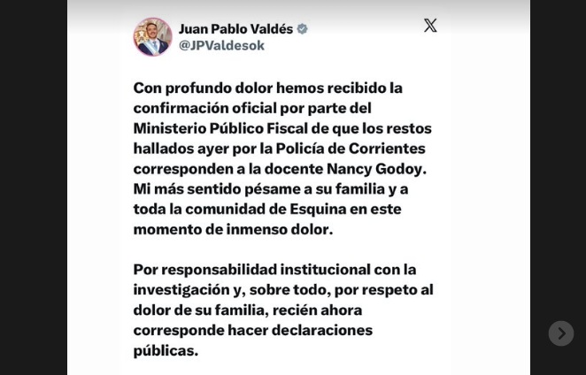 Valdés pidió "todo el peso de la ley" por el femicidio de Nanci Godoy